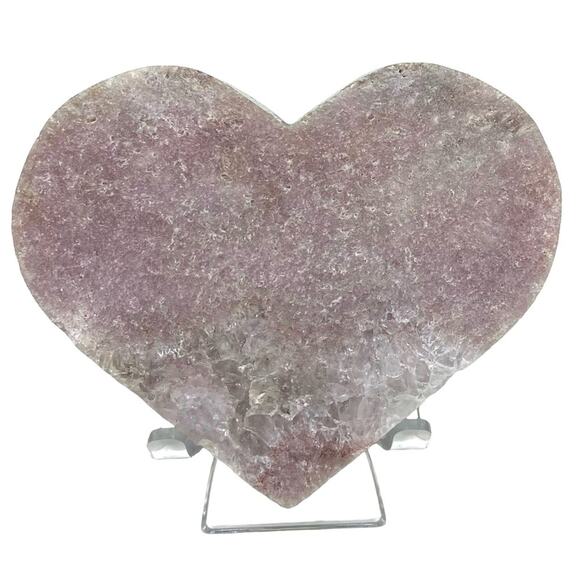 Pink Amethyst Druzy Heart Crystal Display Statement Piece Gift with Stand - Picture 1 of 10